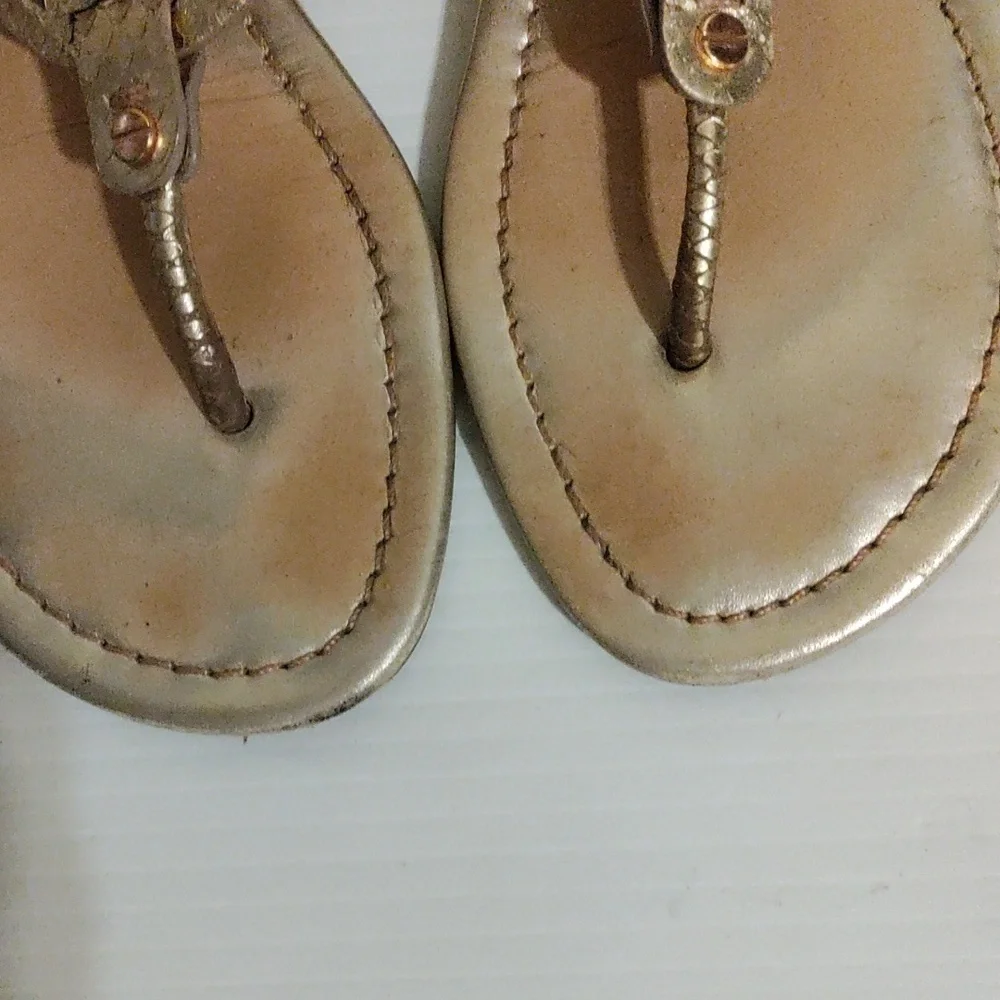 Tory Burch Metallic Gold Tumbled Miller Sandals Size 10